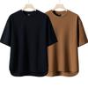 T-shirt Manches Courtes Lourd Uni Casual Homme, Col Rond, Coupe Ample, Grandes Tailles, Style Américain pour Printemps/Été