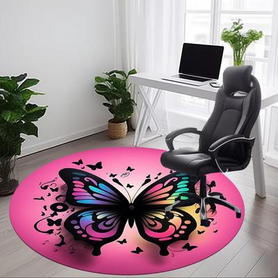 1 Stück Stuhlteppich mit Schmetterlingsdruck für das Büro, rutschfest, weich und langlebig, Büroteppich zur Dekoration, perfekt für das Büro yy260105058