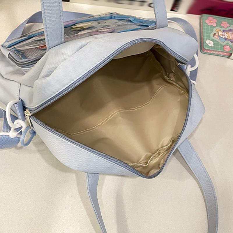 Vielseitige transparente Umhängetasche im japanischen Stil, große Kapazität, Canvas-Umhängetasche, Studententasche, Umhängetasche mit niedlichem Bären im Anime-Stil
