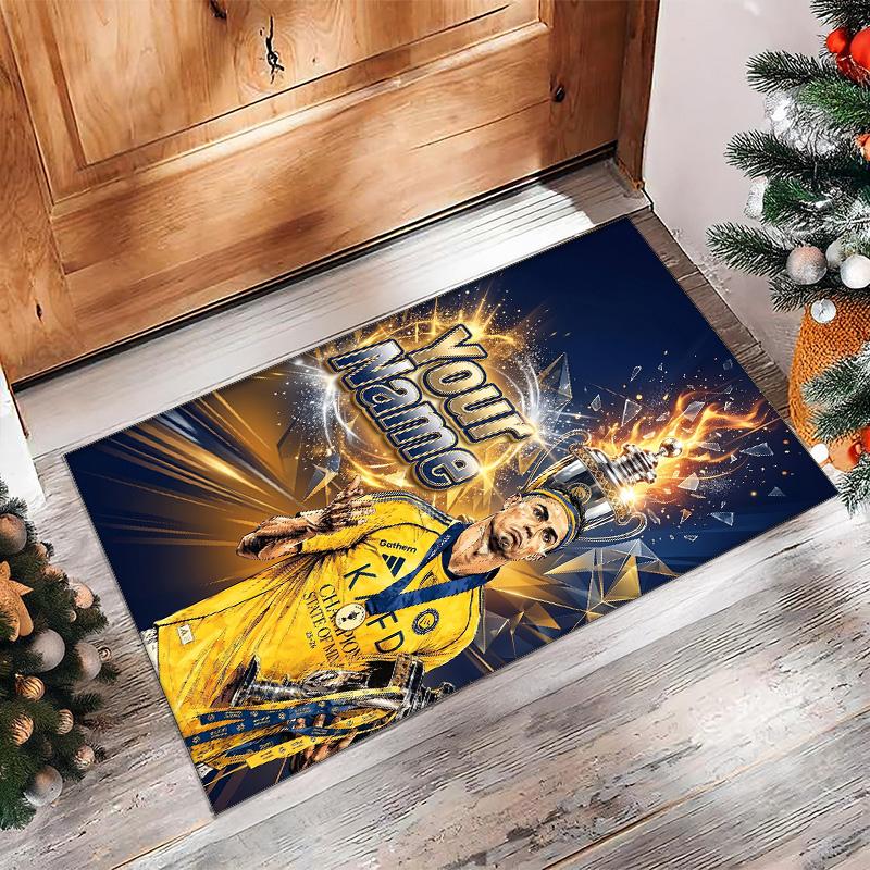 Cristiano Ronaldo Printed Crystal Velvet Rug Non‑Slip Crystal Velvet Carpet For Sofa Bedroom Indoor Home Decoration
