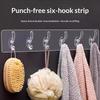 6 Hooks Transparent Holder Rack Bathroom Towel Sponge Storage Hanger Living Room Hat Clothes Seamless Hook Organiser