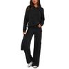 Women's 2 Piece Short Sleeve Sweatshirt Pants Set With Pockets Casual Sportswear
