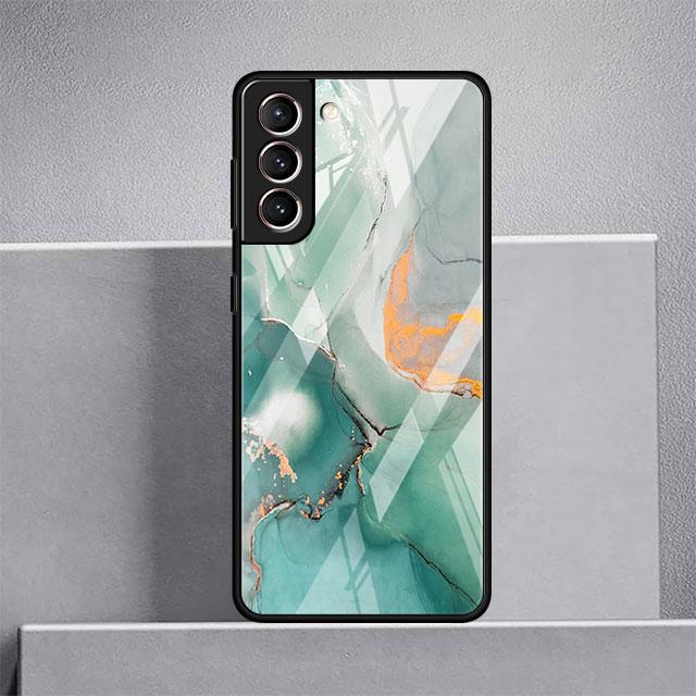 Luxus-Cool-Glashülle mit Marmormuster für Samsung Galaxy S22 S20 FE S21 Plus Telefonabdeckung S10 5G S9 Note 20 Ultra 10 Lite Shell