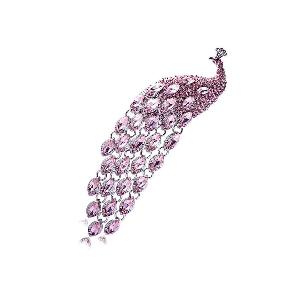 Elegant Long Tail Crystal Peacock Brooch Party Jewelry Elegant Corsage Pin Alloy Texture Perfect for Wedding and Evening