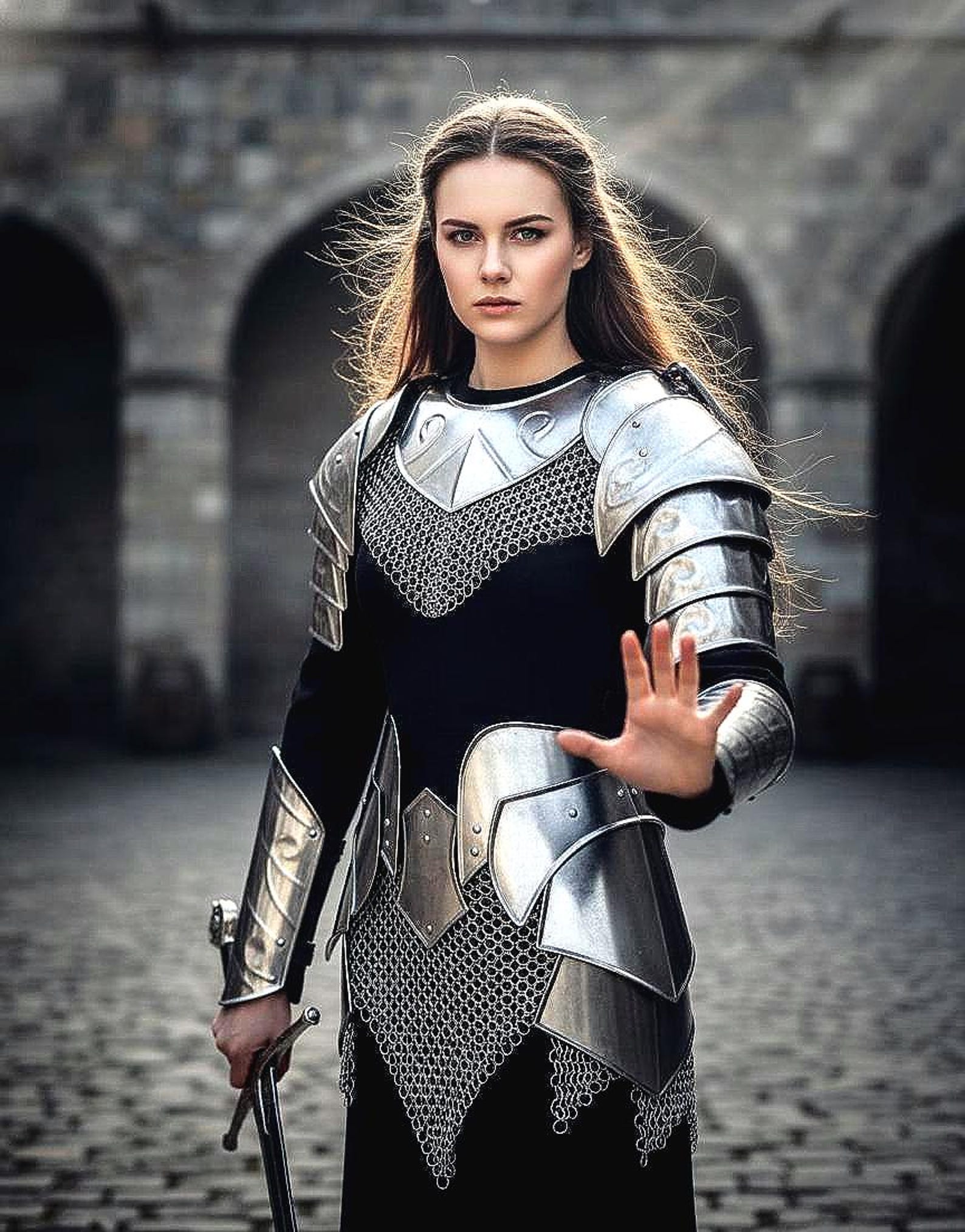 Women s Warrior Armor Suit Steel Cuirass Medieval Cosplay Outfit