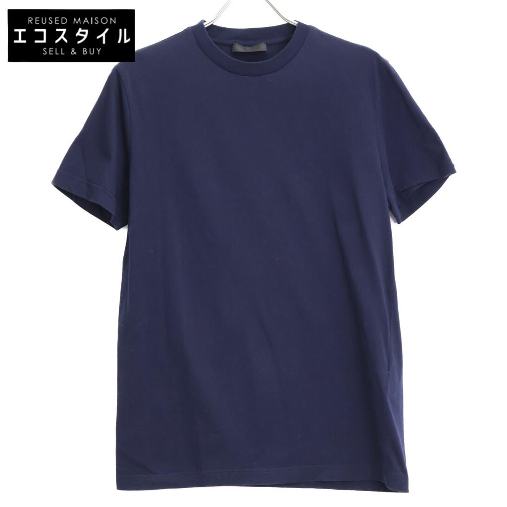 PRADA UMJ492 Navy Triangle Logo Crew Neck T-Shirt tops M NavyUsed