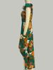 Women's Fashion 2025 Summer Vacation Style European and American Floral Split Mid-Length Dress