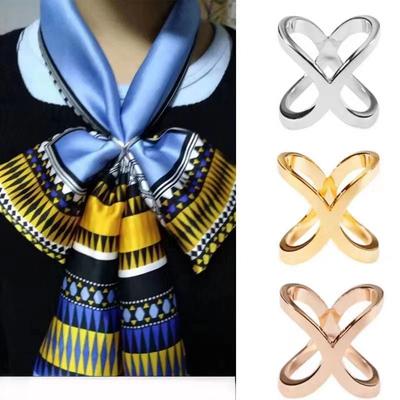 Cross-shaped Silk Scarf Buckle, Hem Knot Buckle