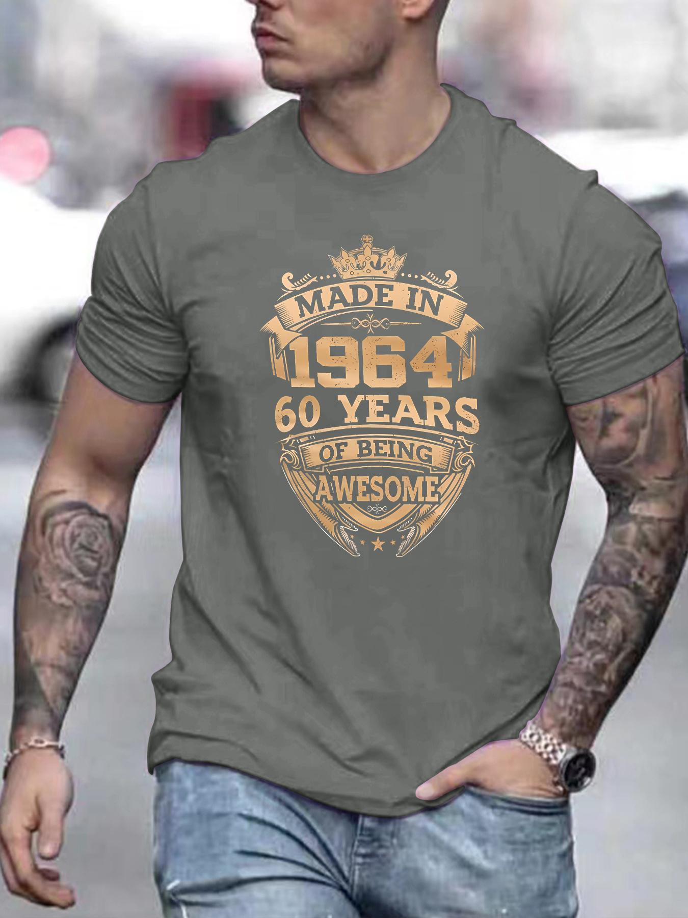 

Men s summer 100% pure cotton fashionable sports casual loose fit made in 1964 print round neck short sleeved T-shirt top 5XL різнокольоровий