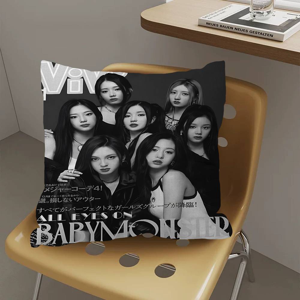 Kpop Style B-Babymonster Personalized Picture Text Home Decorative Pillows Household Gifts 45X45Cm