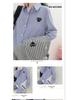 Japanese Heart Embroidered Striped Slim Fit Lapel Shirt - Versatile Long Sleeve for Spring & Autumn