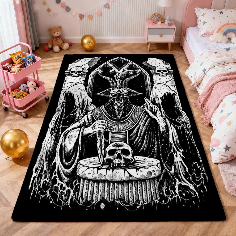 Five Elements Pentacle Double Moons Rectangular Rug Soft Texture Nonslip Carpet For Kids Bedroom Play Area Home Party Decor Holiday Gift