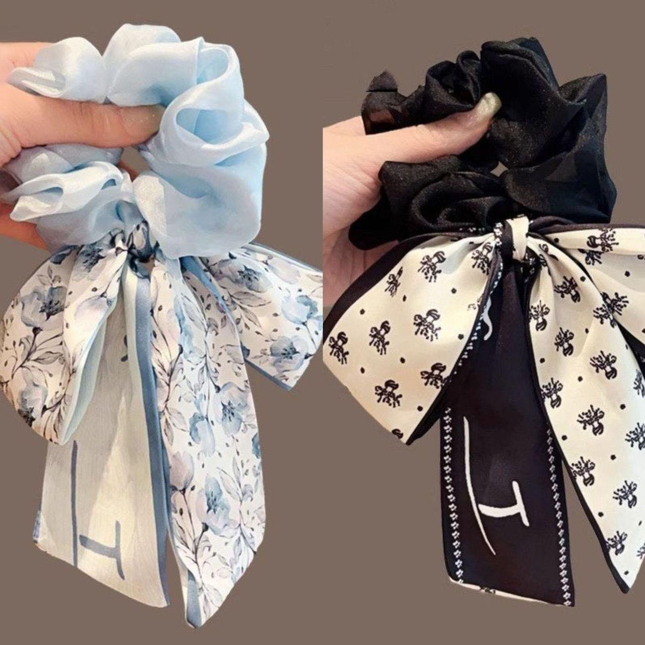 

Повязка на голову с бантом-бабочкой для женщин 2025 года, новый стиль, повязка на голову с лентой, повязка на голову с толстым кишечником, высококачественная резинка для волос, аксессуар для волос с резинкой, резинка для волос Black+Blue