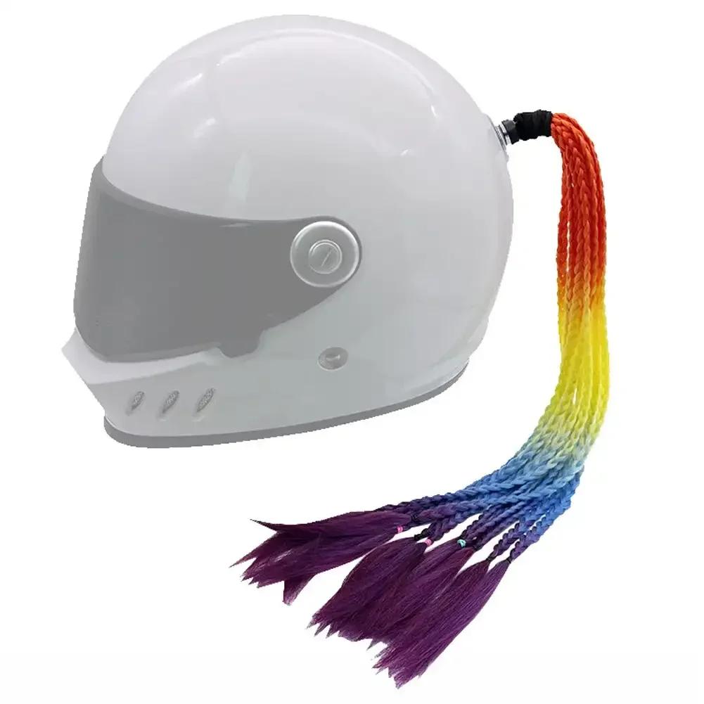 Helmet Dreadlocks Braid For Helmet Motorcycle Dreadlocks Dirty Braid Pigtail Gradient Synthetic Twist Braid Ponytail With Sucker