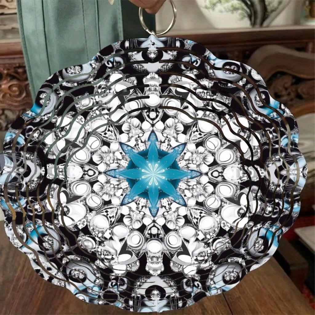 Blaues Mandala Windspiel Wandbehang Gartendekor Außenschmuck Nicht elektrisch Visueller Effekt Geschenk für Zuhause Hof