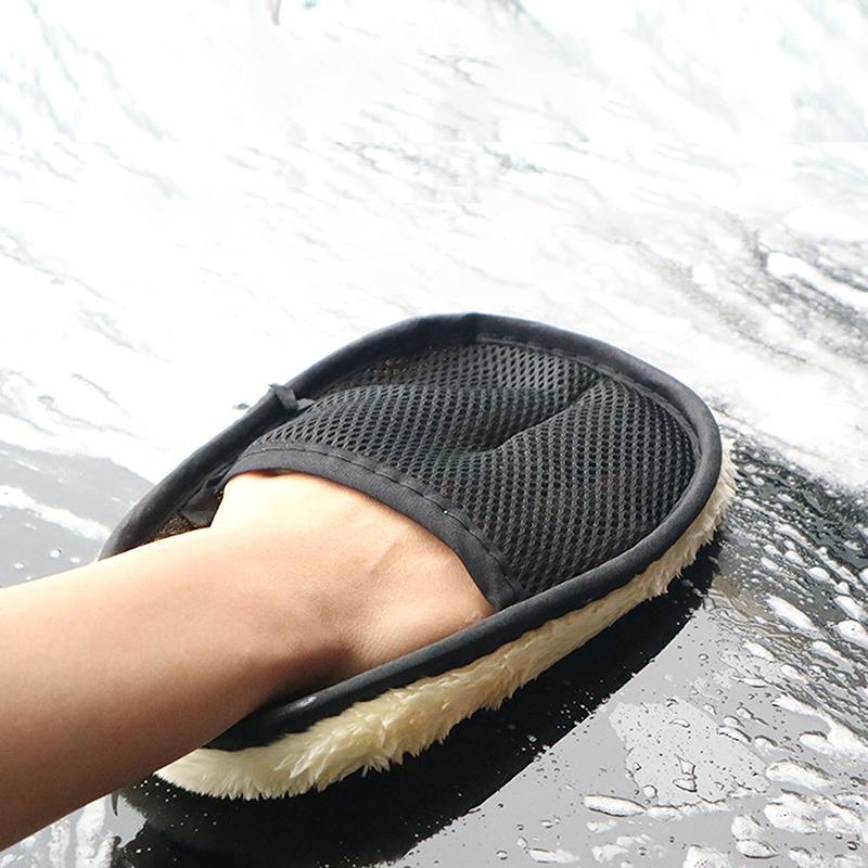 Auto Weicher Polierhandschuh Künstliche Wolle Autowaschhandschuhe Wasseraufnahme Mikrofaser Autowaschhandschuh Für Glas Kunststoff Leder