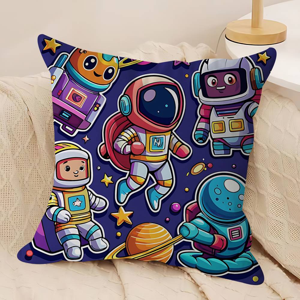 Мультяшная наволочка R-Ракета Астронавты Съемная Моющаяся Наволочка – Всесезонный Мягкий Лен 12x12Inch