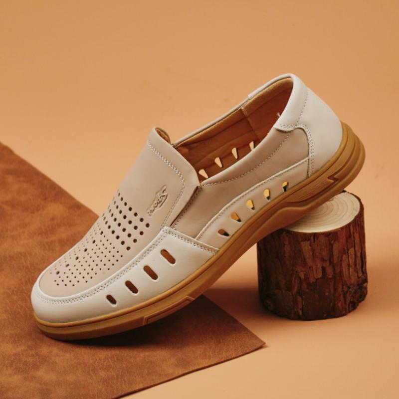 

Классический бренд Мужские кожаные повседневные туфли Массажные лоферы на мягкой подошве Ежедневная деловая рабочая обувь для мужчин Универсальные дышащие 44 белый
