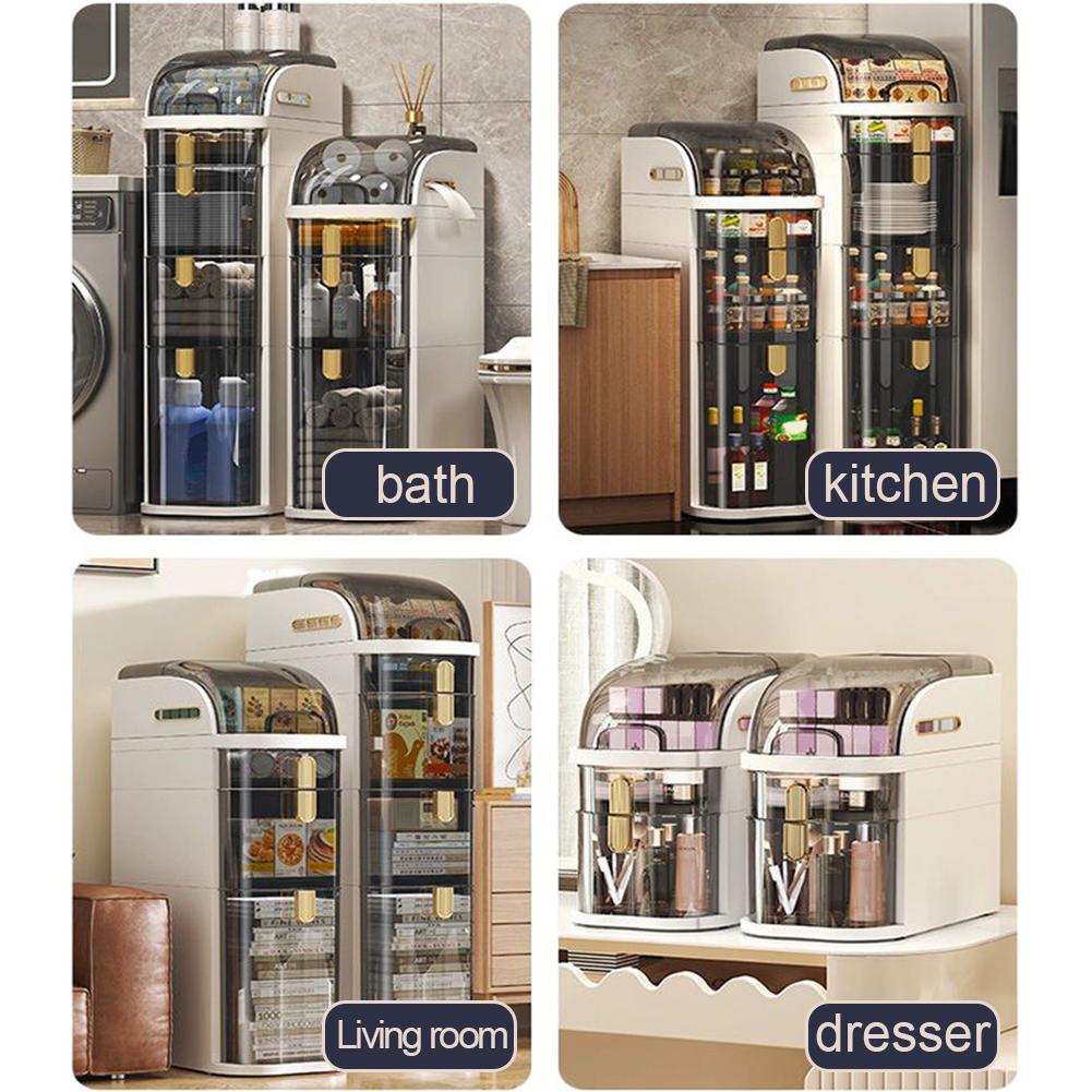 3-Tiers Bathroom Storage Cabinet Installation-Free Toilet Drawer Narrow Kitchen Organizer Rack Shelves Narrow Cabinet Storage
