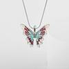 New Fashion Romance Rainbow Fairy Pink Purple Large Butterfly Pendant Snake Bone Chain Necklace for Women Princess Jewelry Gifts