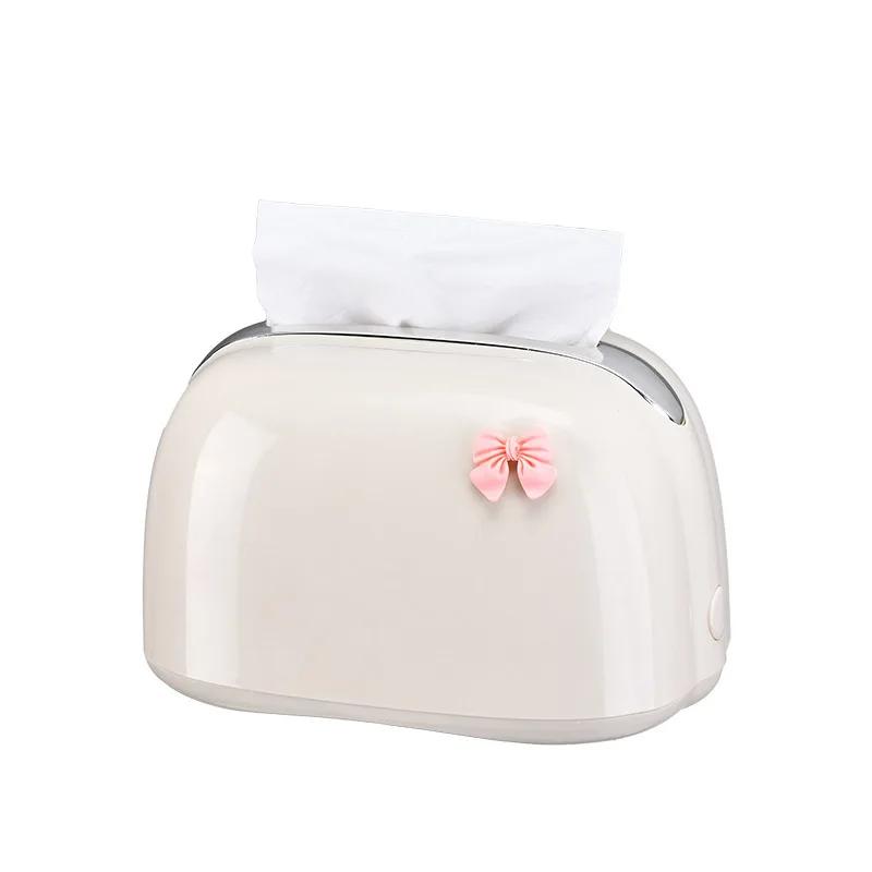 

Настольная бумажная коробка Домашняя гостиная Коробка для салфеток с ручкой Пружинная Легкая Роскошная Высокая Хорошая Внешность Коробка для салфеток Применима к любой сцене белый