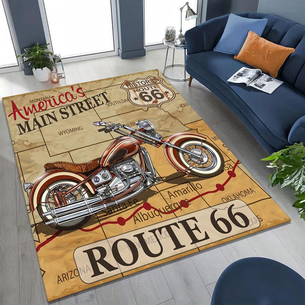 3D Retro Route 66 America Historic Mother Road Rug for Bedroom Living Room Sofa Home Doormat Decor,Larger Kid Non-slip Floor Mat