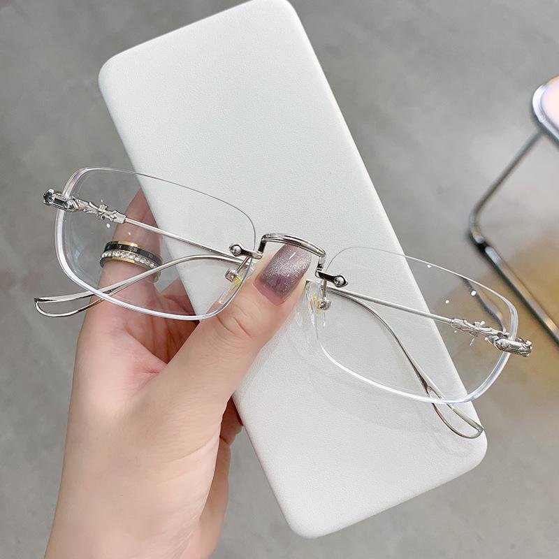 Luxury Rimless Rectangular Women's Myopia Glasses Minus Diopter Eyeglasses Trendy Near-sighted Eyewear Diopters 0 to -4.0