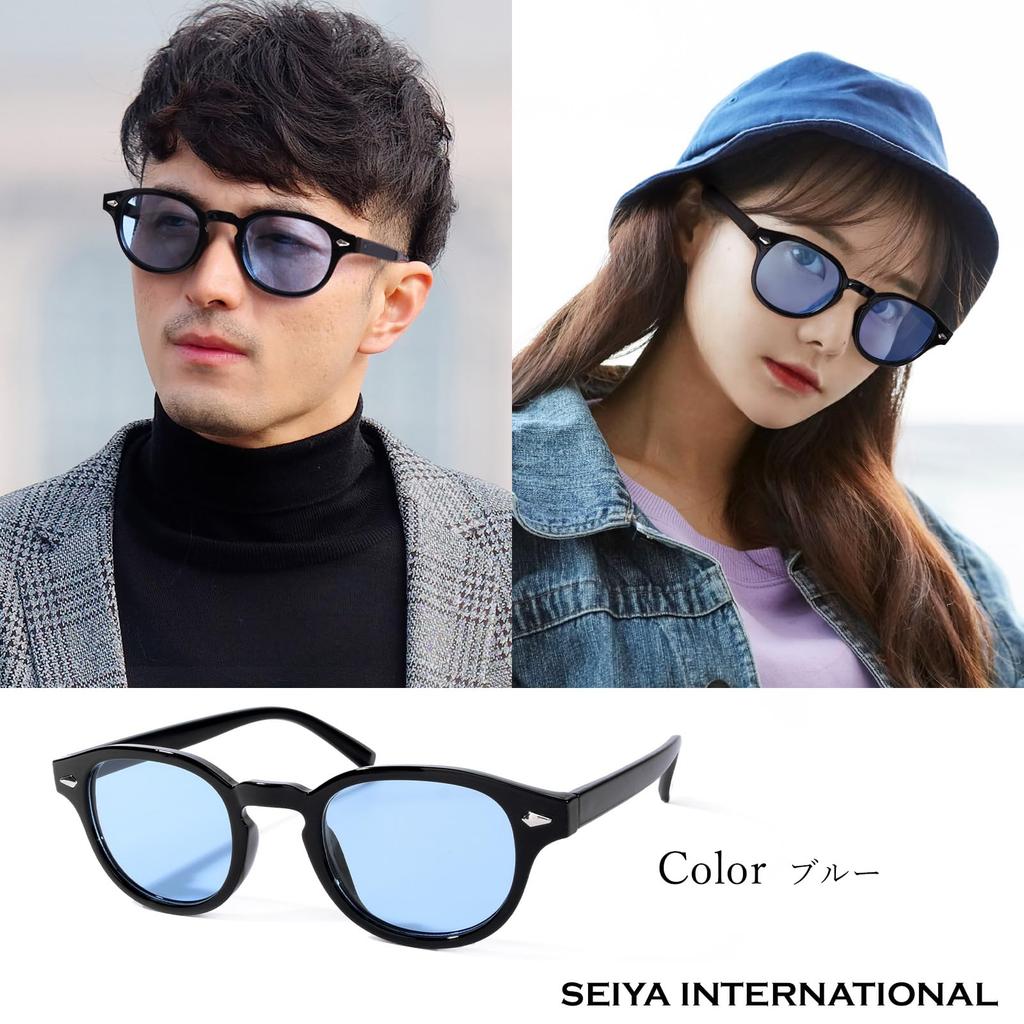 [SEIYA INTERNATIONAL] Men's Sunglasses, Stylish Wellington Style, UV Protection (Blue)