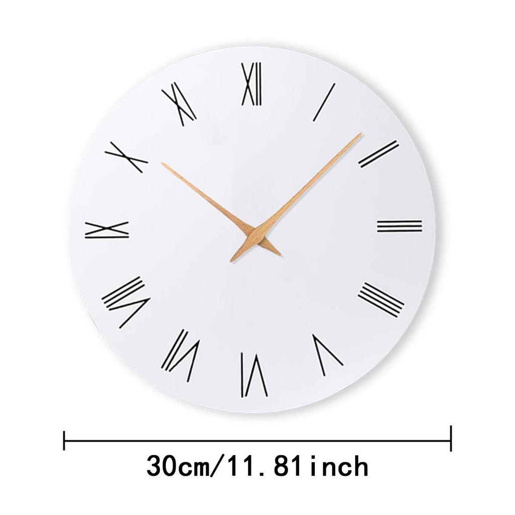 Nordic Wooden Wall Clock Easy to Read Round 11.81'' Decorative Clock for Bedroom Hallway Kitchen Dining Room Home Decoration
