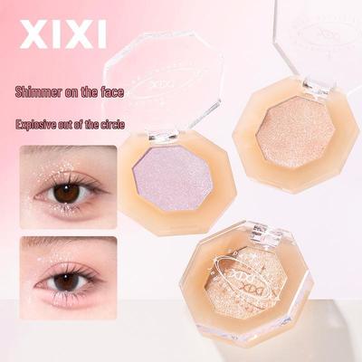 Xixi Translucent Highlighter Palette: Fine Shimmer, Pearlescent Crush, Energetic Pigmented Glow - All-in-One Eyeshadow and Highlighter.