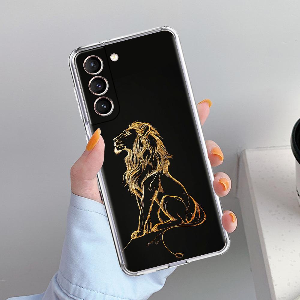 Phone Case For Samsung Galaxy S26 S25 S24 S23 S22 Ultra S20 S21 FE 5G Plus Soft Clear Cover Concise Lion Pattern