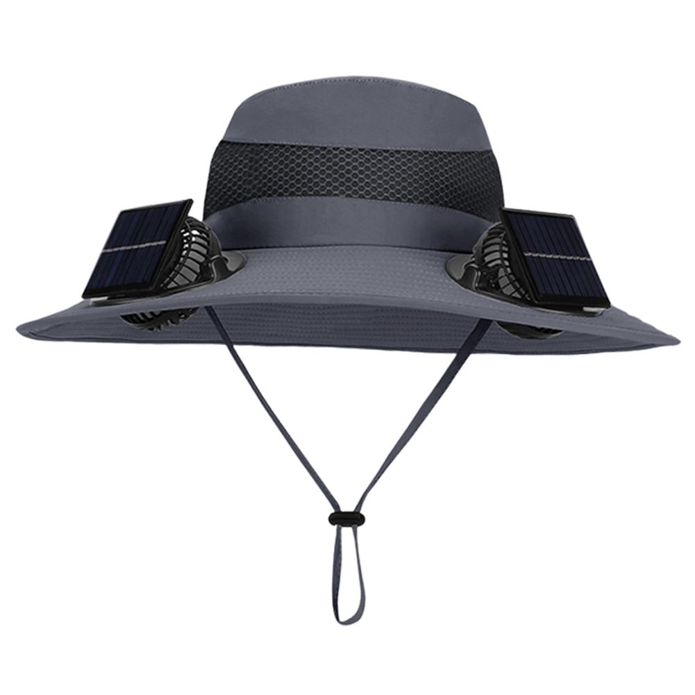 Solar Fan Hat with Solar/Charging Fan Sunshade Fishing Hat Waterproof Large Edge Cooling Hat for Outdoor Riding Hiking Fishing