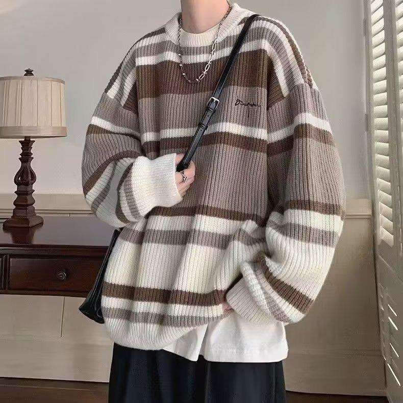 

Unisex Retro American Sweater - Thick, Casual, Loose Knit for Spring and Autumn Extra Large кавовий