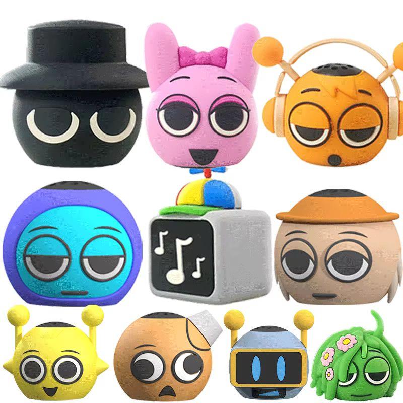 5 peças Caixa Sprunki Conjunto Completo Figuras Sonoras Ativadas por Toque Personagem de Jogo PVC Colecionável Brinquedo Musical Decoração de Mesa Presente de Feriado