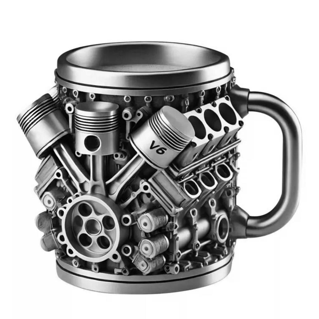 Personalized Stainless Steel Mug Engine Design Double-Wall Insulated Cup Home Decoration