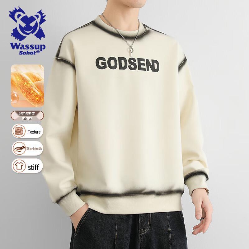 Wassup Sohot Men's Gradient Letter Long-Sleeve T-Shirt