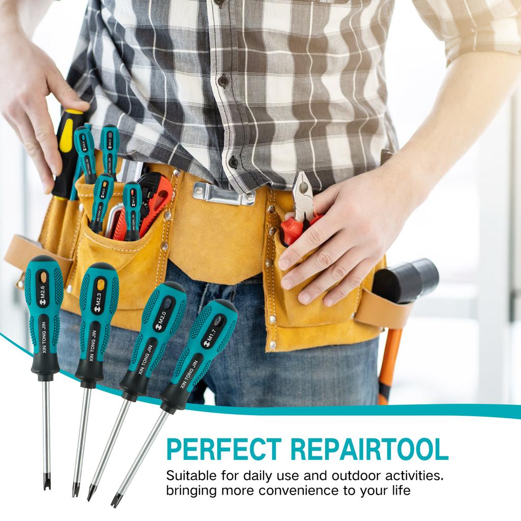 4-teiliges Schraubendreher-Set U-Form Kopf Präzisionsschraubendreher Handwerkzeug-Set Cr-V Professionelles Schraubenschlüssel-Schraubendreher-Set für Reparaturen