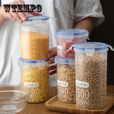 6 Packs Sealed Jars Plastic Food Storage Box Refrigerator Organizer Fresh Keeping Fruit Vegetable Storage Jars Grains Kitchen Snack Storage Box