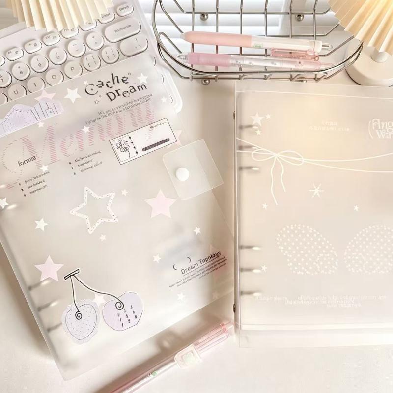 Loose-Leaf Ring Binder Notebook Ins Style Scrub PP Cover 1/10Pcs for School Office Study Journal Planning