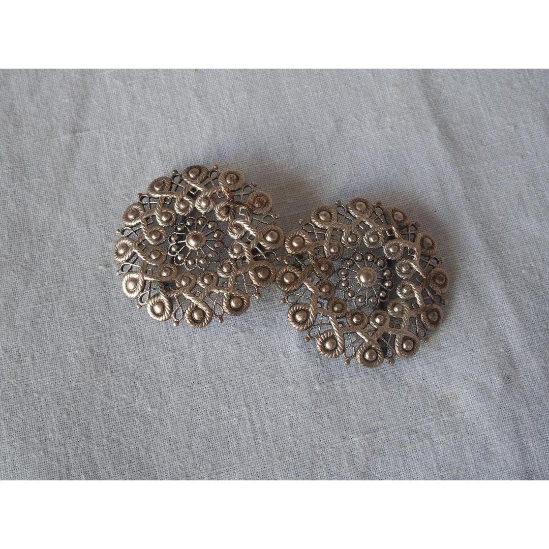 Used Openwork Decoration Filigree Style Buckle Art Deco Costume Jewelry/K509