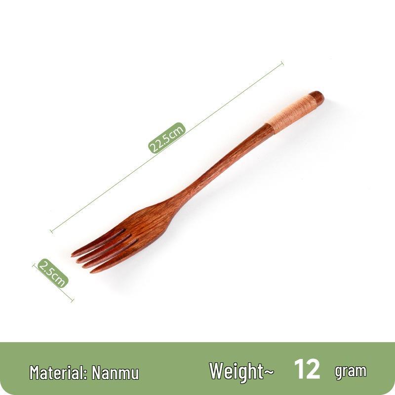 Japanese Portable Lunch Set: Cloth Bag with Wooden Spoon, Fork, and Chopsticks