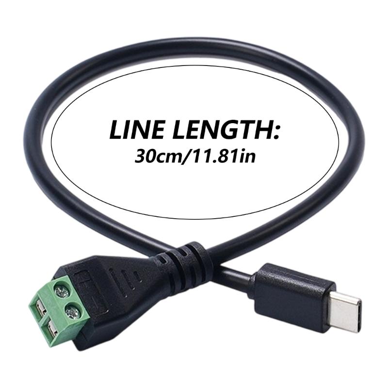 30cm Long Type C to 2 Pin Solderless Power Adapter Cable 9V 12V 20V Selection Voltages 3A for Fan Blower LED Light