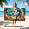 Dinosaur Theme Quick Dry Beach Towel Custom Name Text Print Large Sand Resistant Towel Beach Vacation
