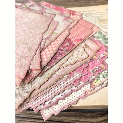 30pcs/Pack Vintage Floral Memo Pads with Burnt Edges, Decorative Stationery Paper, School Supplies, Back To School