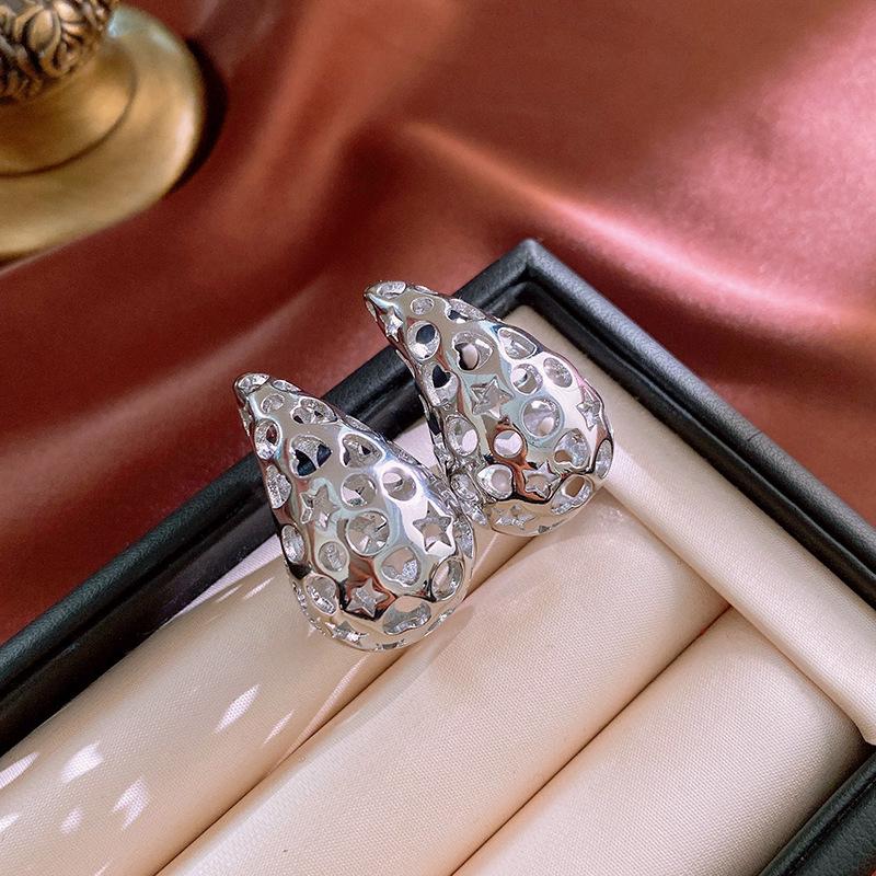 Silver Needle Gold-Plated Geometric Earrings: Chic, Luxurious, High-End Summer Style