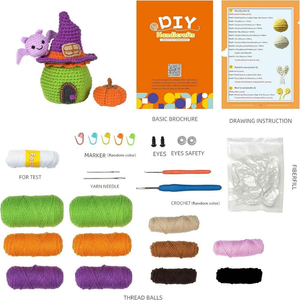 Creative Halloween Thread Crochet Material Little Green Doll Beginner Crochet Kit  Beginners