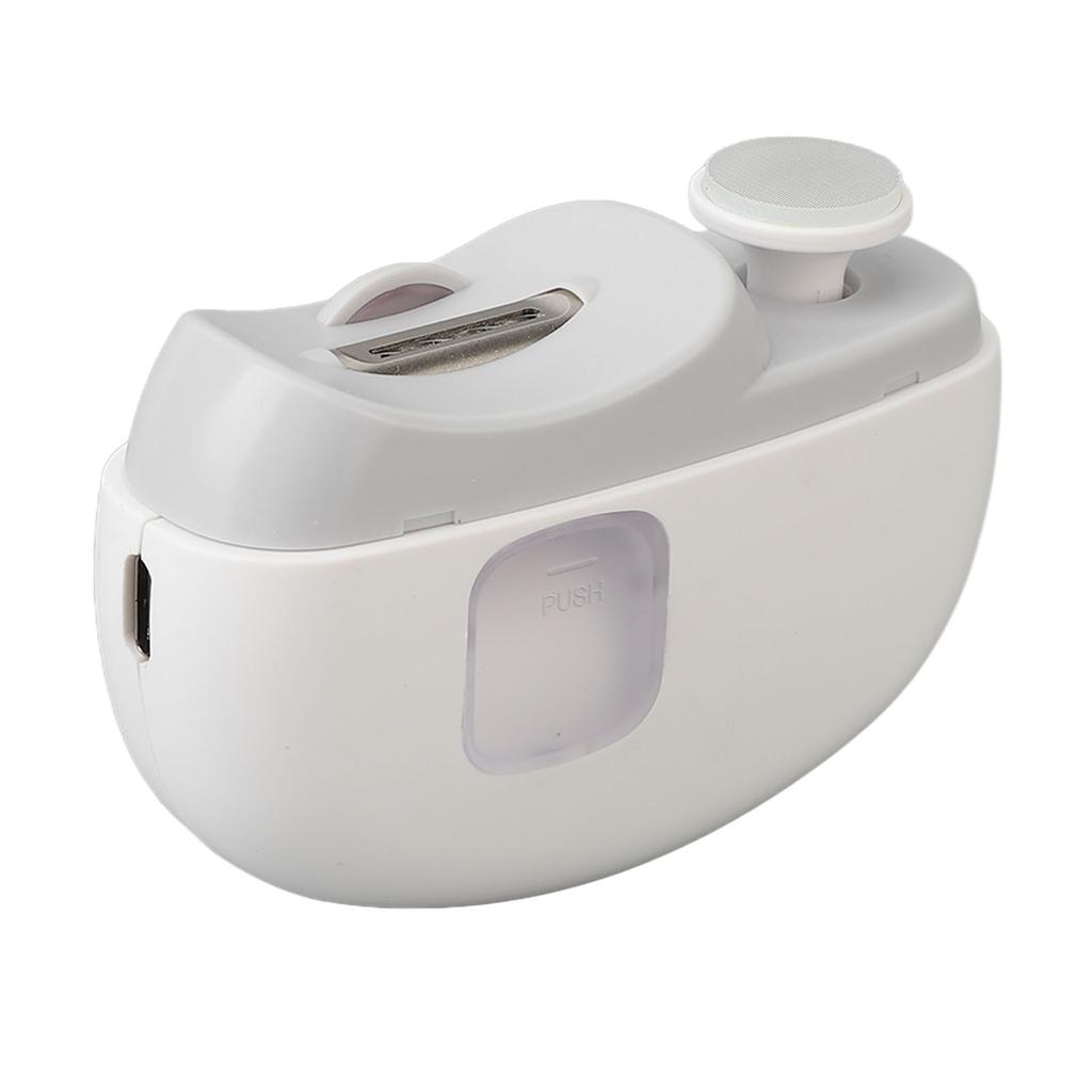 2 In 1 Electric Nail Clipper Rechargeable Light Safety Fingernail Trimmer for Beauty Salon Home White