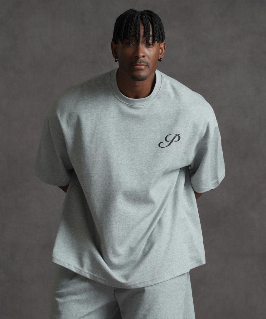 PHERMENON Oversized P Short Sleeve T-Shirt - Gray