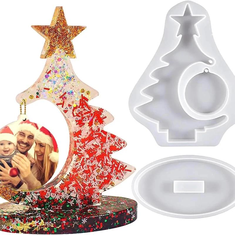 A Top Quality DIY Christmas Tree Photo Frame Silicone Mould Crystal Epoxy Craft Casting Mould Handmade Home Decoration Christmas