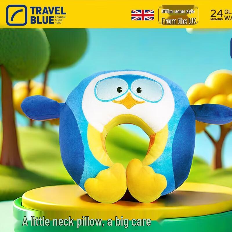 Blue Travel Kids Cartoon U-Shaped Neck Pillow One Size